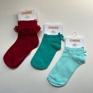 Set of 3 NWT Gymboree Socks Size 4T-6 Red Ruffle, Light & Dark Teal Socks